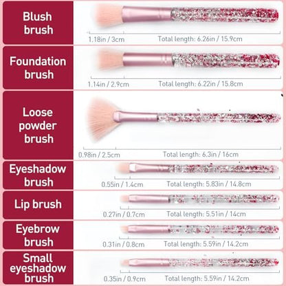 Zoolinn 7-Piece Pink Unicorn Makeup Brush Set with Glitter – Professional Synthetic Fiber Brushes for Blush, Foundation, Eyeshadow, and More