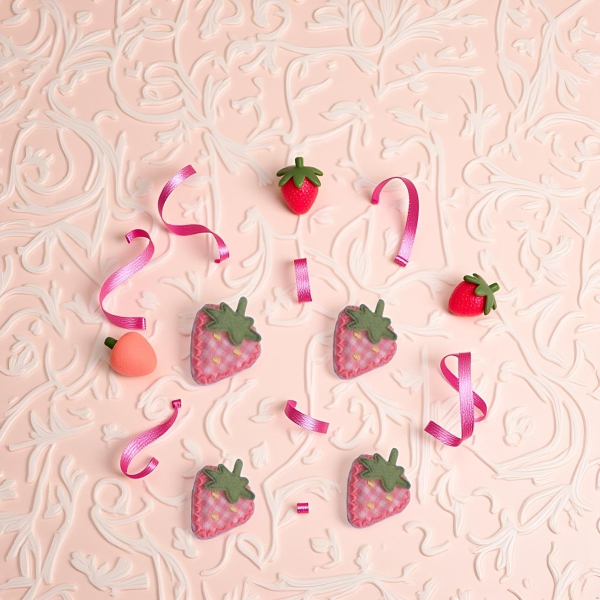 4Pcs Pink Cute Fabric Strawberry Hair Clips for Women Girls - Sweet Duckbill Barrettes with Strawberry Decoration - görsel 10