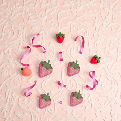 4Pcs Pink Cute Fabric Strawberry Hair Clips for Women Girls - Sweet Duckbill Barrettes with Strawberry Decoration