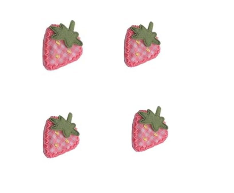 4Pcs Pink Cute Fabric Strawberry Hair Clips for Women Girls - Sweet Duckbill Barrettes with Strawberry Decoration - görsel 1