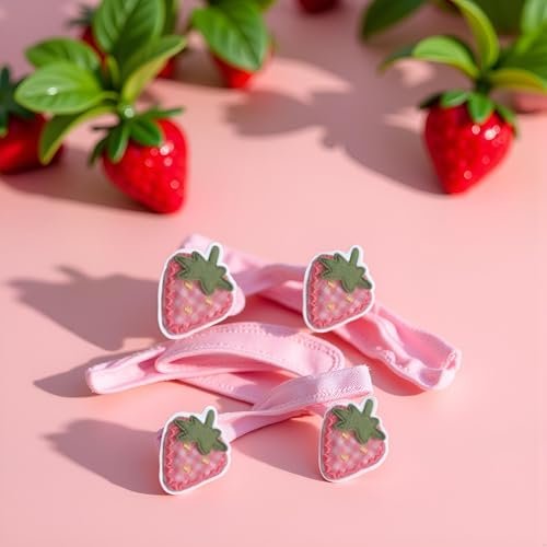 4Pcs Pink Cute Fabric Strawberry Hair Clips for Women Girls - Sweet Duckbill Barrettes with Strawberry Decoration - görsel 7