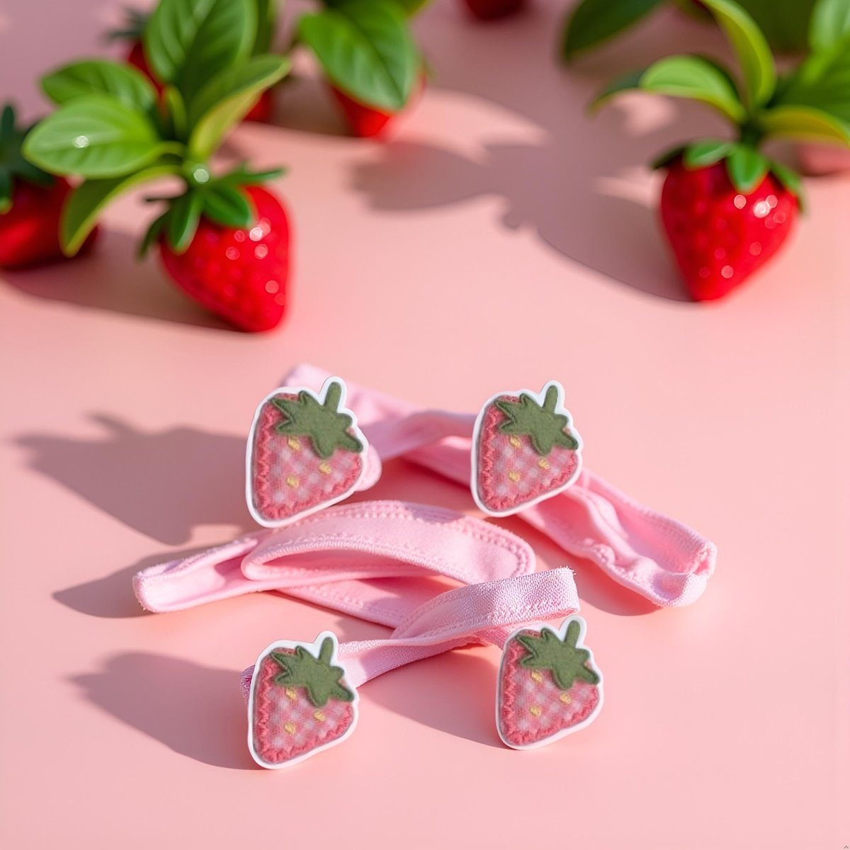 4Pcs Pink Cute Fabric Strawberry Hair Clips for Women Girls - Sweet Duckbill Barrettes with Strawberry Decoration - görsel 6
