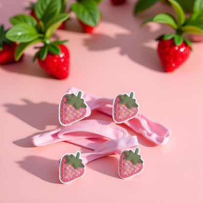 4Pcs Pink Cute Fabric Strawberry Hair Clips for Women Girls - Sweet Duckbill Barrettes with Strawberry Decoration