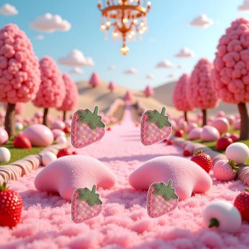 4Pcs Pink Cute Fabric Strawberry Hair Clips for Women Girls - Sweet Duckbill Barrettes with Strawberry Decoration - görsel 13