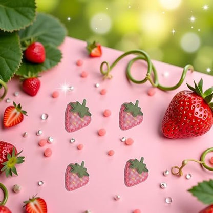 4Pcs Pink Cute Fabric Strawberry Hair Clips for Women Girls - Sweet Duckbill Barrettes with Strawberry Decoration