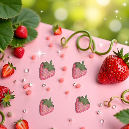 4Pcs Pink Cute Fabric Strawberry Hair Clips for Women Girls - Sweet Duckbill Barrettes with Strawberry Decoration