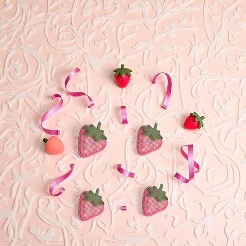 4Pcs Pink Cute Fabric Strawberry Hair Clips for Women Girls - Sweet Duckbill Barrettes with Strawberry Decoration - görsel 11
