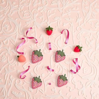 4Pcs Pink Cute Fabric Strawberry Hair Clips for Women Girls - Sweet Duckbill Barrettes with Strawberry Decoration