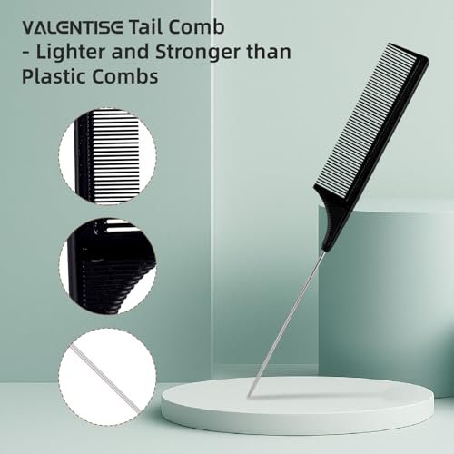 VALENTISE Boar Bristle Slick Back Hair Brush Set with Carbon Fiber Comb for Parting & Sectioning – Ideal for All Hair Types - görsel 10