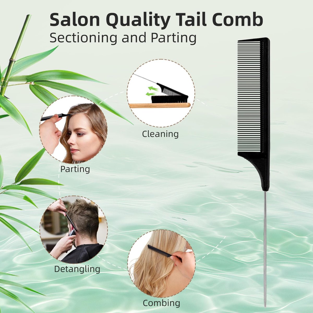 VALENTISE Boar Bristle Slick Back Hair Brush Set with Carbon Fiber Comb for Parting & Sectioning – Ideal for All Hair Types - görsel 7