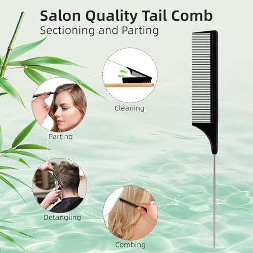 VALENTISE Boar Bristle Slick Back Hair Brush Set with Carbon Fiber Comb for Parting & Sectioning – Ideal for All Hair Types - görsel 8