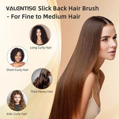 VALENTISE Boar Bristle Slick Back Hair Brush Set with Carbon Fiber Comb for Parting & Sectioning – Ideal for All Hair Types