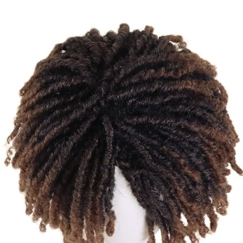 GNIMEGIL Dreadlocks Wig for Men - Fashion Synthetic Ombre Brown Curly Wig with Bangs Braids Fake Dreads - görsel 8