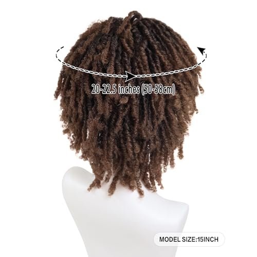GNIMEGIL Dreadlocks Wig for Men - Fashion Synthetic Ombre Brown Curly Wig with Bangs Braids Fake Dreads - görsel 4