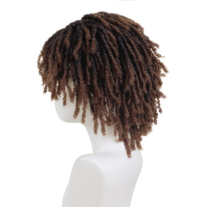 GNIMEGIL Dreadlocks Wig for Men - Fashion Synthetic Ombre Brown Curly Wig with Bangs Braids Fake Dreads