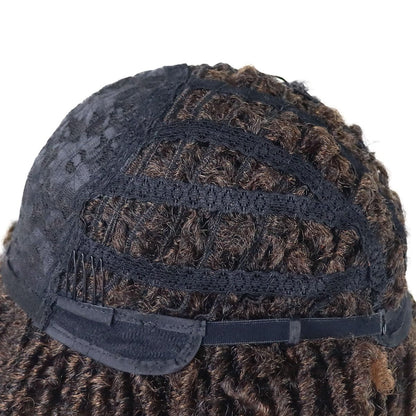 GNIMEGIL Dreadlocks Wig for Men - Fashion Synthetic Ombre Brown Curly Wig with Bangs Braids Fake Dreads