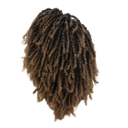GNIMEGIL Mens Dreadlock Wig Ombre Light Brown Curly Hair Male Fake Dreads Loc Short Braided Wig with Bangs Realistic Twist Rasta Wigs Cosplay