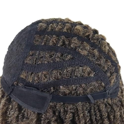 GNIMEGIL Mens Dreadlock Wig Ombre Light Brown Curly Hair Male Fake Dreads Loc Short Braided Wig with Bangs Realistic Twist Rasta Wigs Cosplay - görsel 11