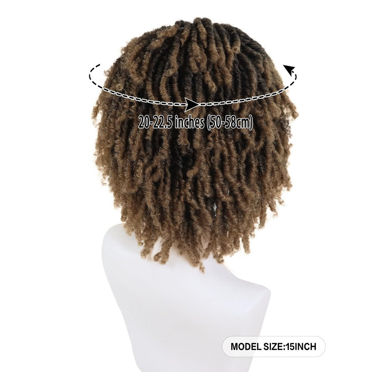 GNIMEGIL Mens Dreadlock Wig Ombre Light Brown Curly Hair Male Fake Dreads Loc Short Braided Wig with Bangs Realistic Twist Rasta Wigs Cosplay - görsel 4