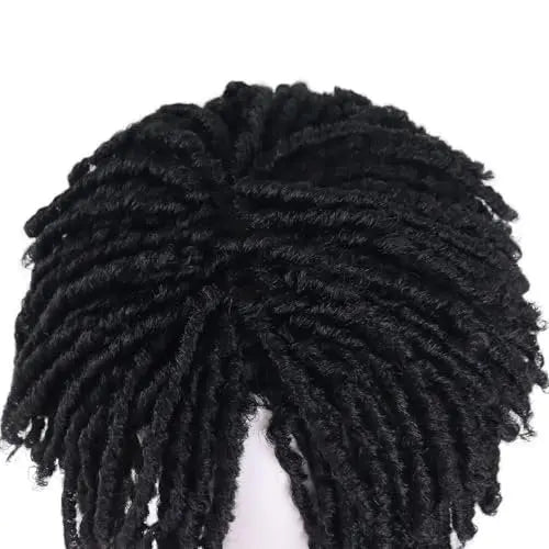 GNIMEGIL Men's Dreadlock Wig - Black Curly Short Dreads with Bangs, Realistic Twist Rasta Wig for Roleplay Avelisse