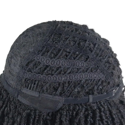 GNIMEGIL Men's Dreadlock Wig - Black Curly Short Dreads with Bangs, Realistic Twist Rasta Wig for Roleplay Avelisse