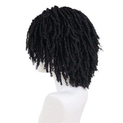GNIMEGIL Men's Dreadlock Wig - Black Curly Short Dreads with Bangs, Realistic Twist Rasta Wig for Roleplay Avelisse