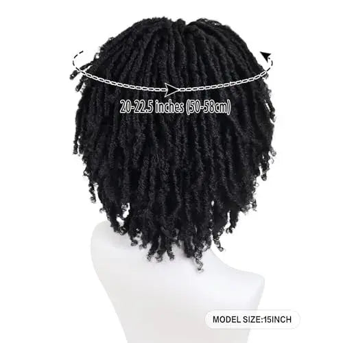 GNIMEGIL Men's Dreadlock Wig - Black Curly Short Dreads with Bangs, Realistic Twist Rasta Wig for Roleplay Avelisse