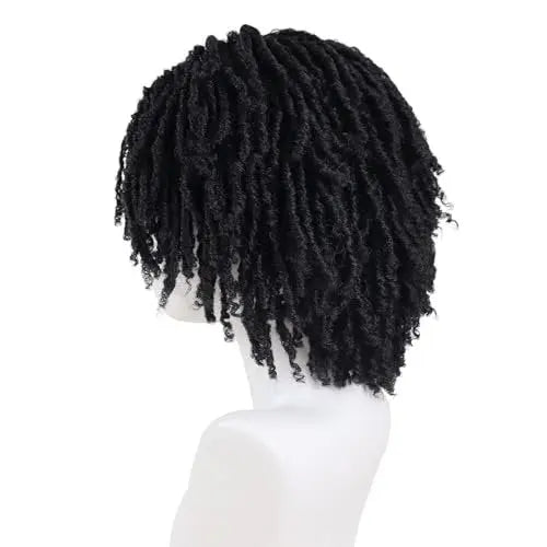 GNIMEGIL Men's Dreadlock Wig - Black Curly Short Dreads with Bangs, Realistic Twist Rasta Wig for Roleplay Avelisse