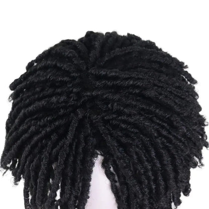 GNIMEGIL Men's Dreadlock Wig - Black Curly Short Dreads with Bangs, Realistic Twist Rasta Wig for Roleplay Avelisse