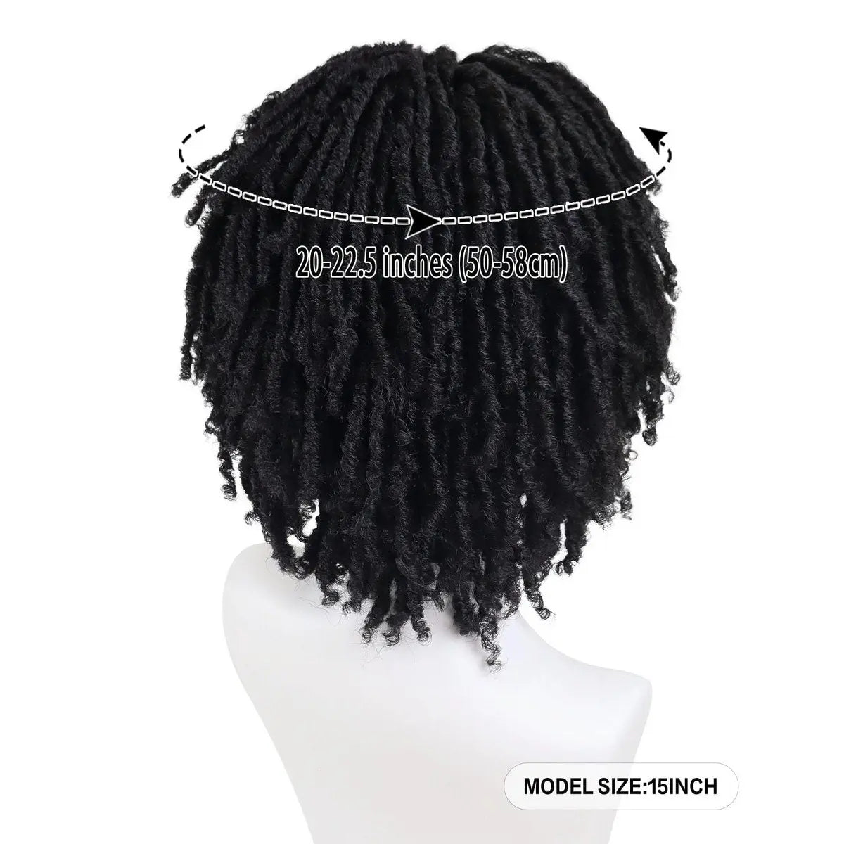 GNIMEGIL Men's Dreadlock Wig - Black Curly Short Dreads with Bangs, Realistic Twist Rasta Wig for Roleplay Avelisse