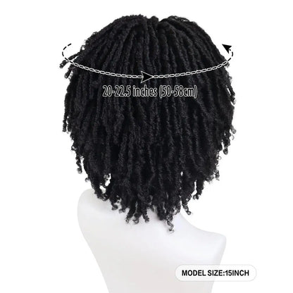 GNIMEGIL Men's Dreadlock Wig - Black Curly Short Dreads with Bangs, Realistic Twist Rasta Wig for Roleplay Avelisse