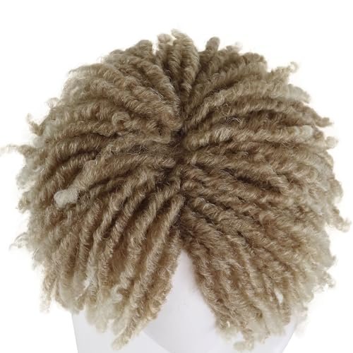 GNIMEGIL Men's Dreadlock Wig - Ombre Blonde Curly Male Fake Dreads Hair Loc Short Braided Wig with Bangs Realistic Twist Rasta Wigs for Halloween Costume Rocker Cosplay - görsel 8