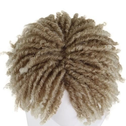 GNIMEGIL Men's Dreadlock Wig - Ombre Blonde Curly Male Fake Dreads Hair Loc Short Braided Wig with Bangs Realistic Twist Rasta Wigs for Halloween Costume Rocker Cosplay