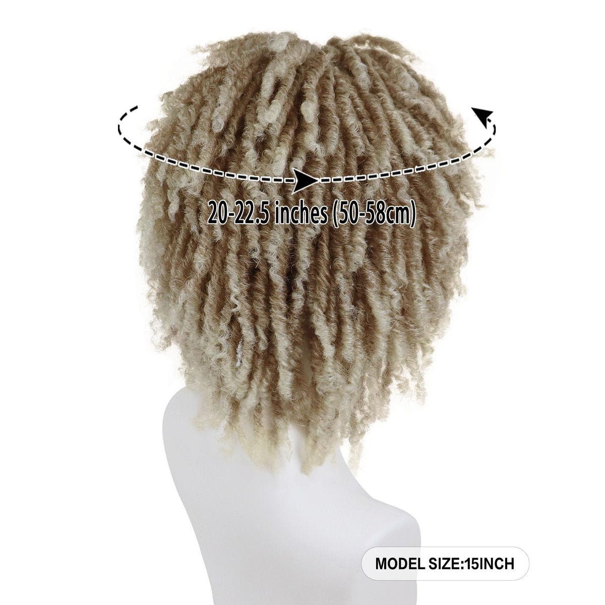 GNIMEGIL Men's Dreadlock Wig - Ombre Blonde Curly Male Fake Dreads Hair Loc Short Braided Wig with Bangs Realistic Twist Rasta Wigs for Halloween Costume Rocker Cosplay - görsel 3