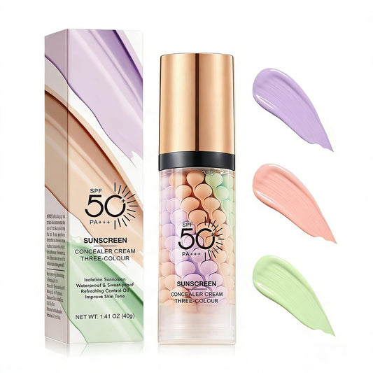 3 In 1 Primer for Face Before Makeup - SPF 50 PA+++ Sunscreen Isolation Cream, Color Corrector Primer, Blurs Facial Serum, Oil Control & Moisturizing, Radiance Skin (Purple, 1 Fl Oz)