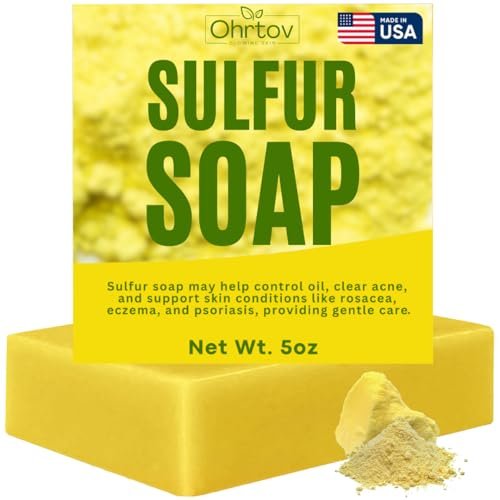 Sulfur Soap Bar – Sulfur Face & Body Wash for Acne – Sulphur Exfoliating Facial Cleanser Absorbs Excess Oil, Reduces Breakouts, & Cleanses Skin – Natural Acne Soap Skincare, 5oz Bar Made in USA - görsel 2