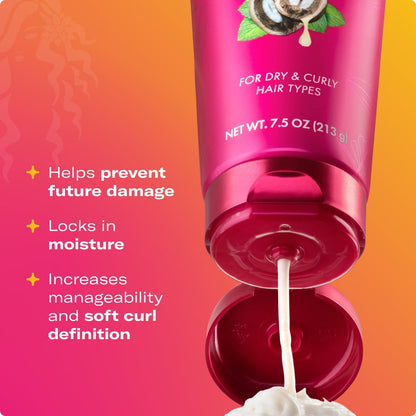 Mielle Organics Babassu & Mint Brazilian Curly Cocktail Curl Cream - Curl Defining Hair Styling Cream for Textured Hair, 7.5 oz