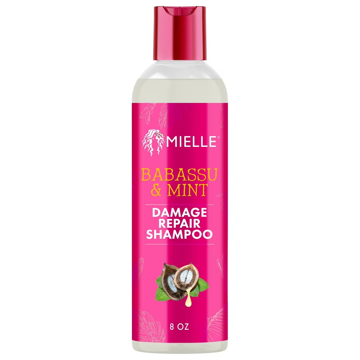 Mielle Organics Babassu & Mint Damage Repair Hair Shampoo - Hydrating Shampoo & Scalp Build-Up Remover - Gently Cleanses & Preps for Repair (8 fl oz) Avelisse