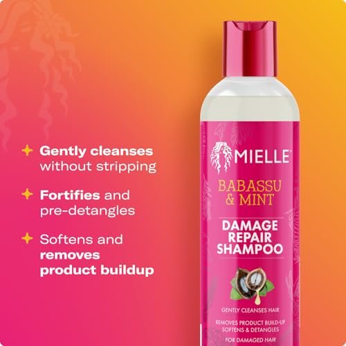 Mielle Organics Babassu & Mint Damage Repair Hair Shampoo - Hydrating Shampoo & Scalp Build-Up Remover - Gently Cleanses & Preps for Repair (8 fl oz) Avelisse