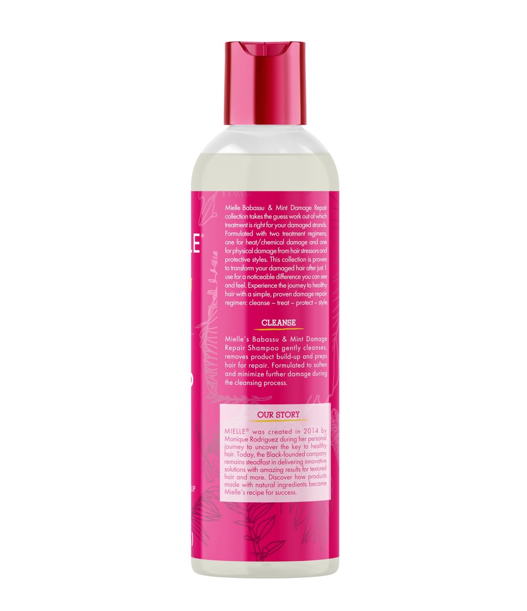 Mielle Organics Babassu & Mint Damage Repair Hair Shampoo - Hydrating Shampoo & Scalp Build-Up Remover - Gently Cleanses & Preps for Repair (8 fl oz) Avelisse