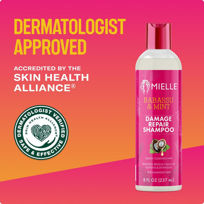 Mielle Organics Babassu & Mint Damage Repair Hair Shampoo - Hydrating Shampoo & Scalp Build-Up Remover - Gently Cleanses & Preps for Repair (8 fl oz) Avelisse