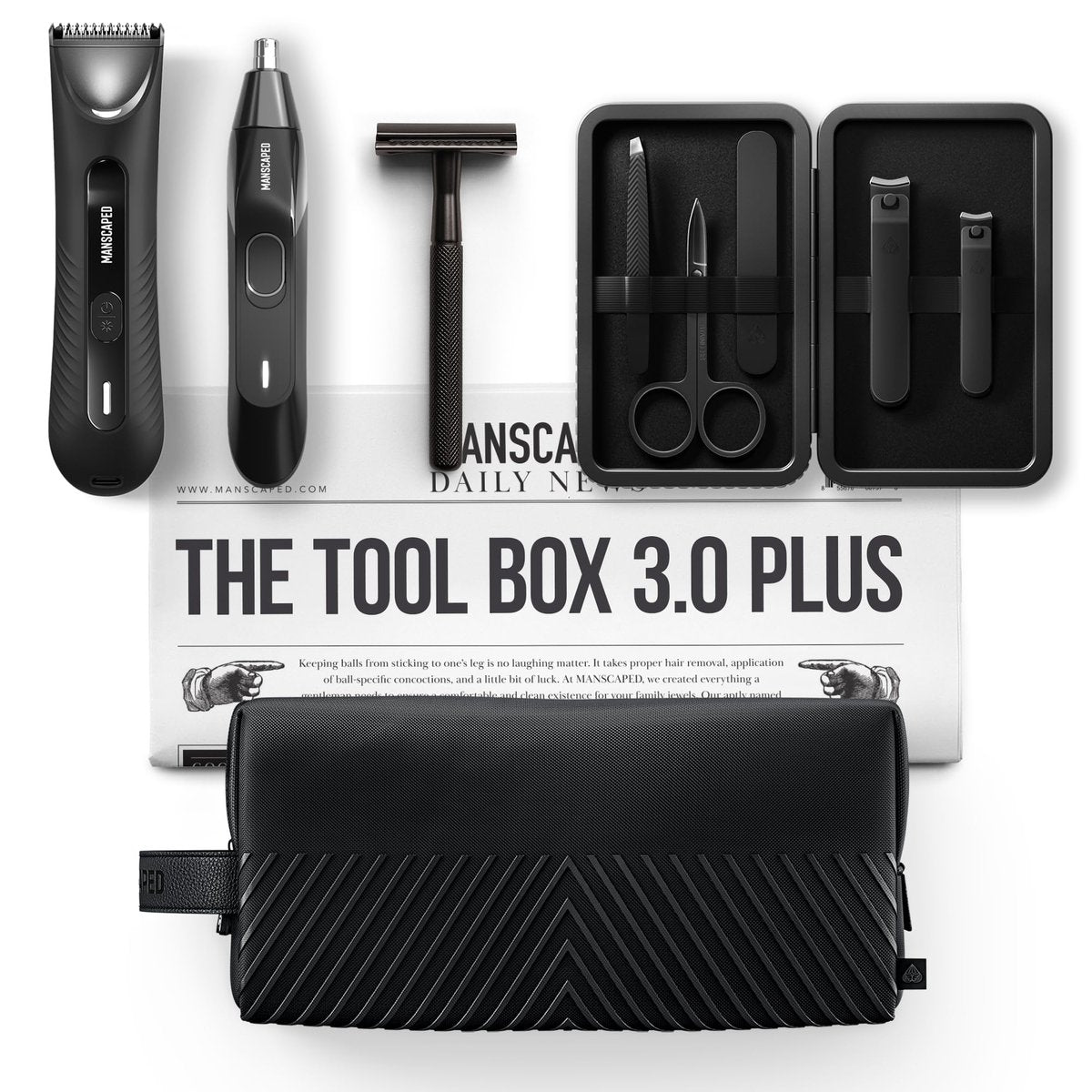 MANSCAPED Tool Box 3.0 Plus: Complete Grooming Kit with Lawn Mower 3.0 Plus, Weed Whacker 2.0, Plow 2.0, Shears 3.0 Nail Kit & Shed 2.0 Bag Avelisse