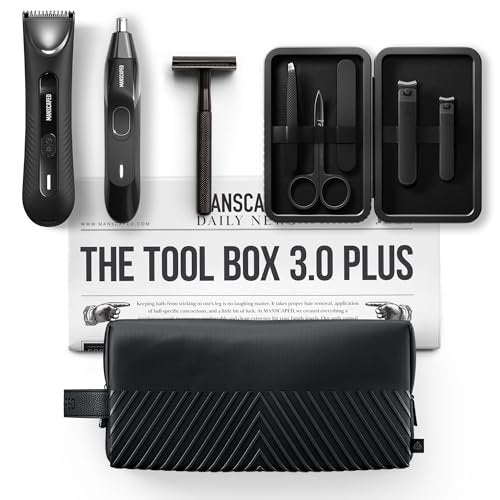 MANSCAPED Tool Box 3.0 Plus: Complete Grooming Kit with Lawn Mower 3.0 Plus, Weed Whacker 2.0, Plow 2.0, Shears 3.0 Nail Kit & Shed 2.0 Bag Avelisse