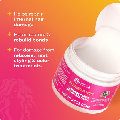 Mielle Organics Babassu & Mint Damage Repair Bond Treatment for Chemical and Heat Damaged Hair, 5.5 oz Avelisse