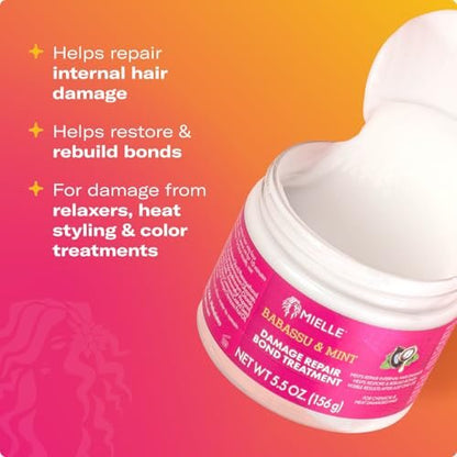 Mielle Organics Babassu & Mint Damage Repair Bond Treatment for Chemical and Heat Damaged Hair, 5.5 oz Avelisse