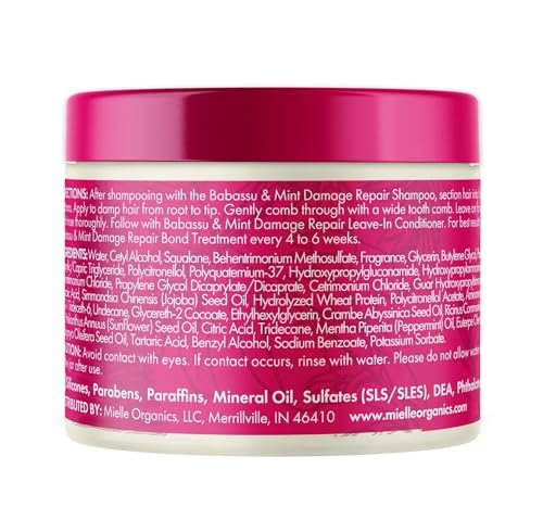 Mielle Organics Babassu & Mint Damage Repair Bond Treatment for Chemical and Heat Damaged Hair, 5.5 oz Avelisse