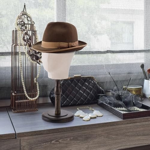 Peohud 21 Inch Mannequin Head - Canvas Wig Stand with Wood Base for Hats, Caps, and Wig Display Avelisse