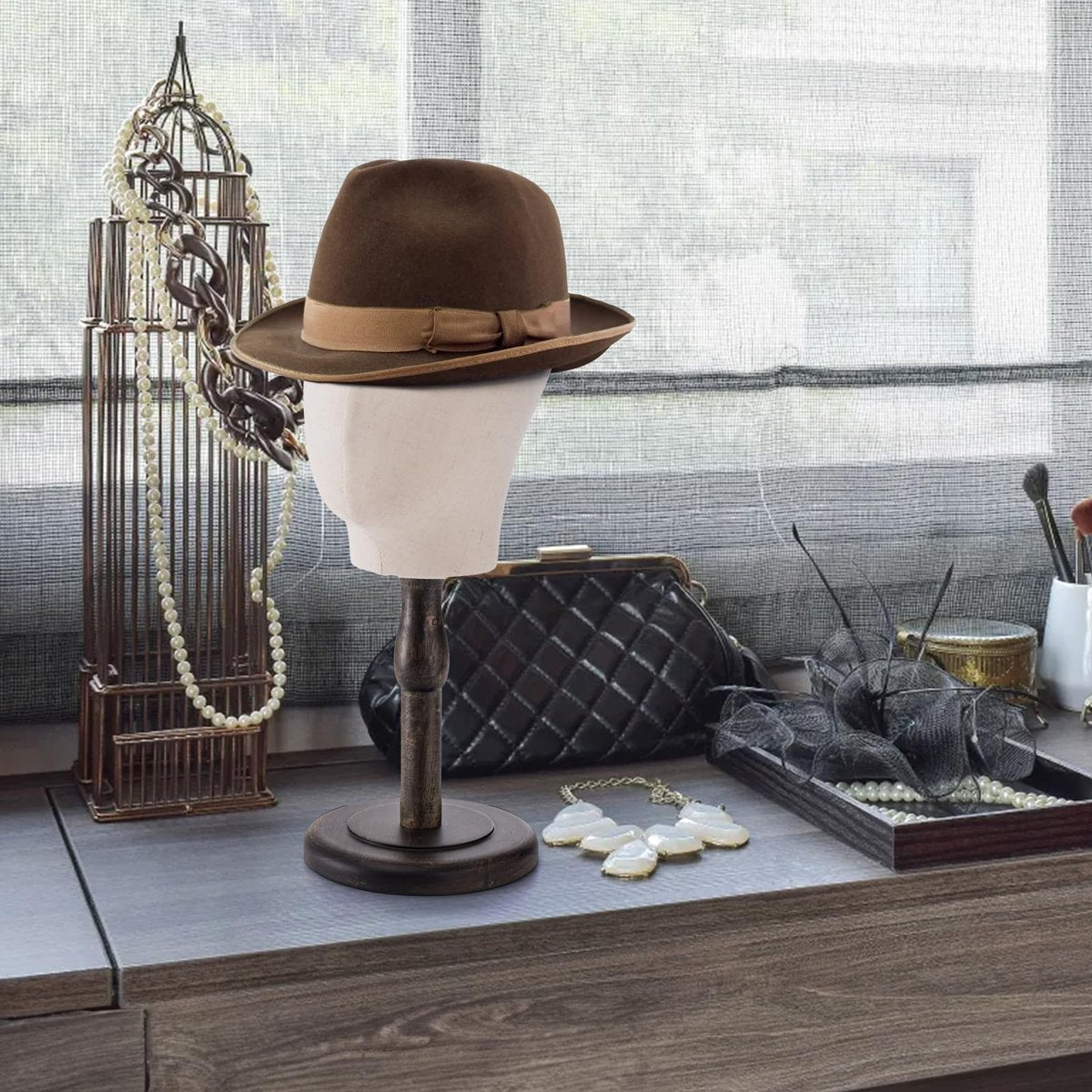 Peohud 21 Inch Mannequin Head - Canvas Wig Stand with Wood Base for Hats, Caps, and Wig Display Avelisse