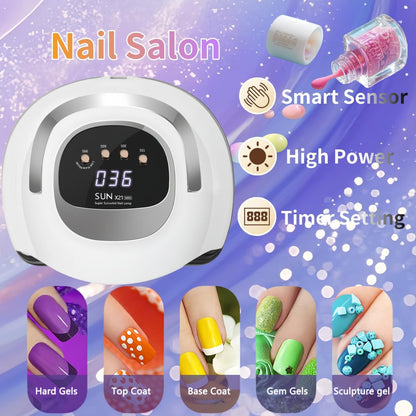 DMJWAN 320W UV LED Nail Lamp with 72 Beads, Professional Nail Dryer for Gel Polish with Auto Sensor & 4 Timers
