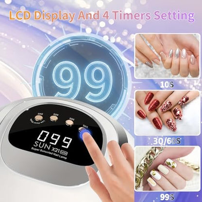 DMJWAN 320W UV LED Nail Lamp with 72 Beads, Professional Nail Dryer for Gel Polish with Auto Sensor & 4 Timers